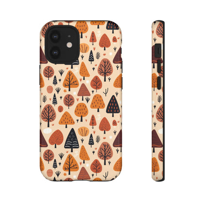 Terracotta Tree Tapestry: A Playful Autumn Mosaic - Tough Phone Case