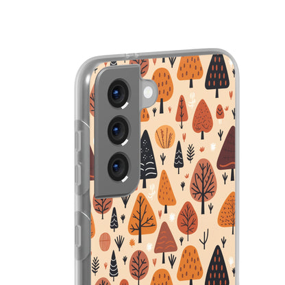 Terracotta Tree Tapestry: A Playful Autumn Mosaic - Flexible Phone Case