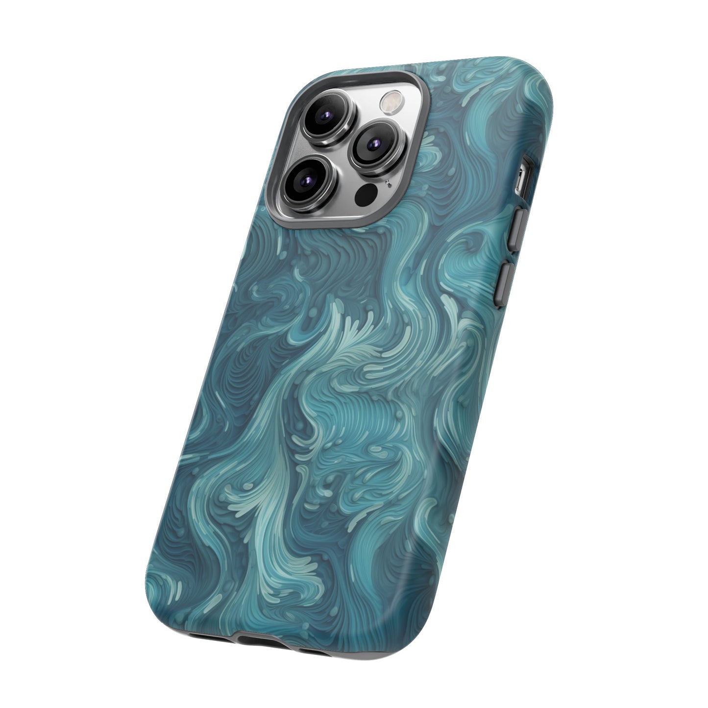 Azure Depths: Layered Blue Topographic Design Tough Phone Case