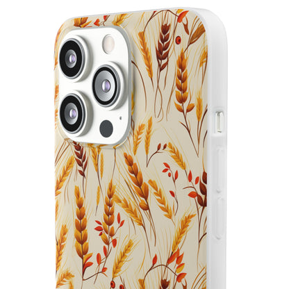 Golden Harvest: An Autumn Collage of Wheat and Berries - Flexible Phone Case