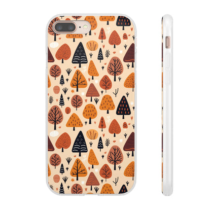 Terracotta Tree Tapestry: A Playful Autumn Mosaic - Flexible Phone Case