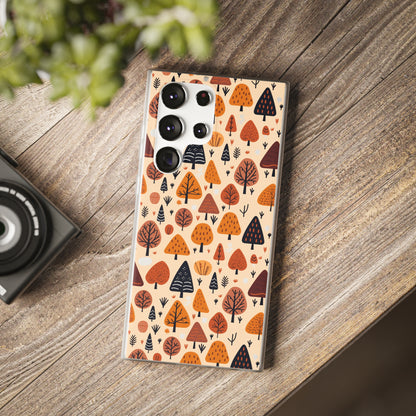 Terracotta Tree Tapestry: A Playful Autumn Mosaic - Flexible Phone Case