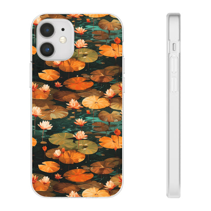 Orange Lotus Whisper: Autumn on the Water - Flexible Phone Case