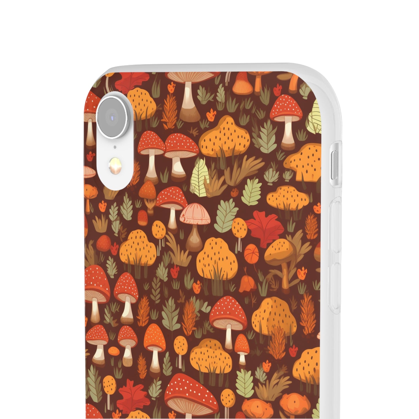 Autumn Spore Wonderland: Enchanting Mushroom and Leaf Designs - Flexible Phone Case