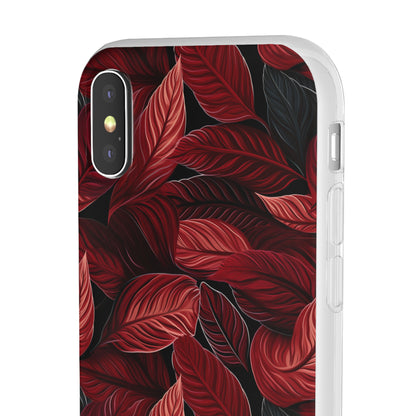 Scarlet Whispers: Lush Autumn Colours in Botanical Bliss - Flexible Phone Case