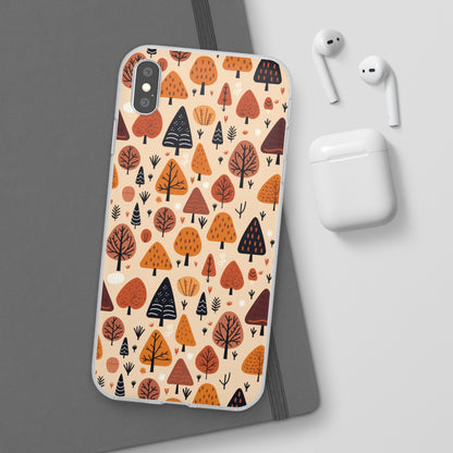 Terracotta Tree Tapestry: A Playful Autumn Mosaic - Flexible Phone Case