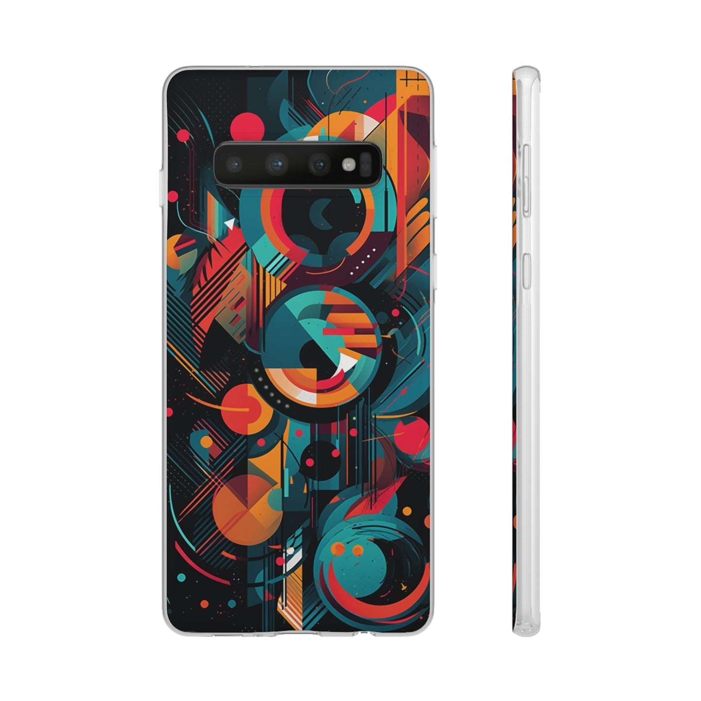 Vibrant Geometric Fusion Phone Case - Bold Squares & Circles Design - Flexi Cases Phone Case Pattern Symphony   