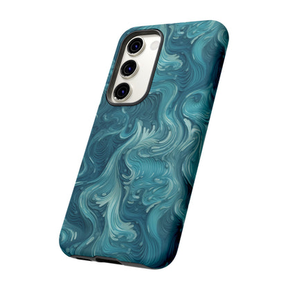 Azure Depths: Layered Blue Topographic Design Tough Phone Case