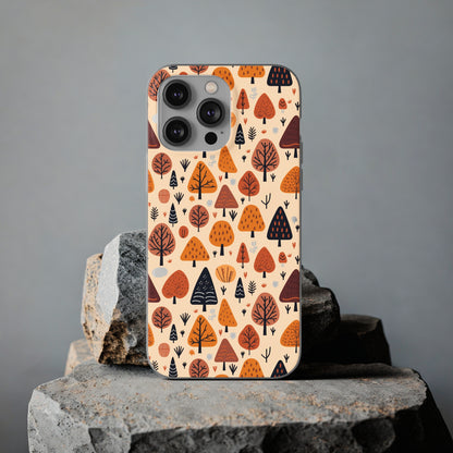 Terracotta Tree Tapestry: A Playful Autumn Mosaic - Flexible Phone Case