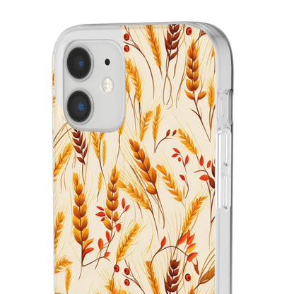 Golden Harvest: An Autumn Collage of Wheat and Berries - Flexible Phone Case