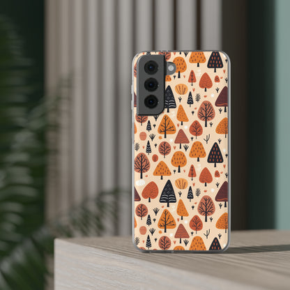 Terracotta Tree Tapestry: A Playful Autumn Mosaic - Flexible Phone Case