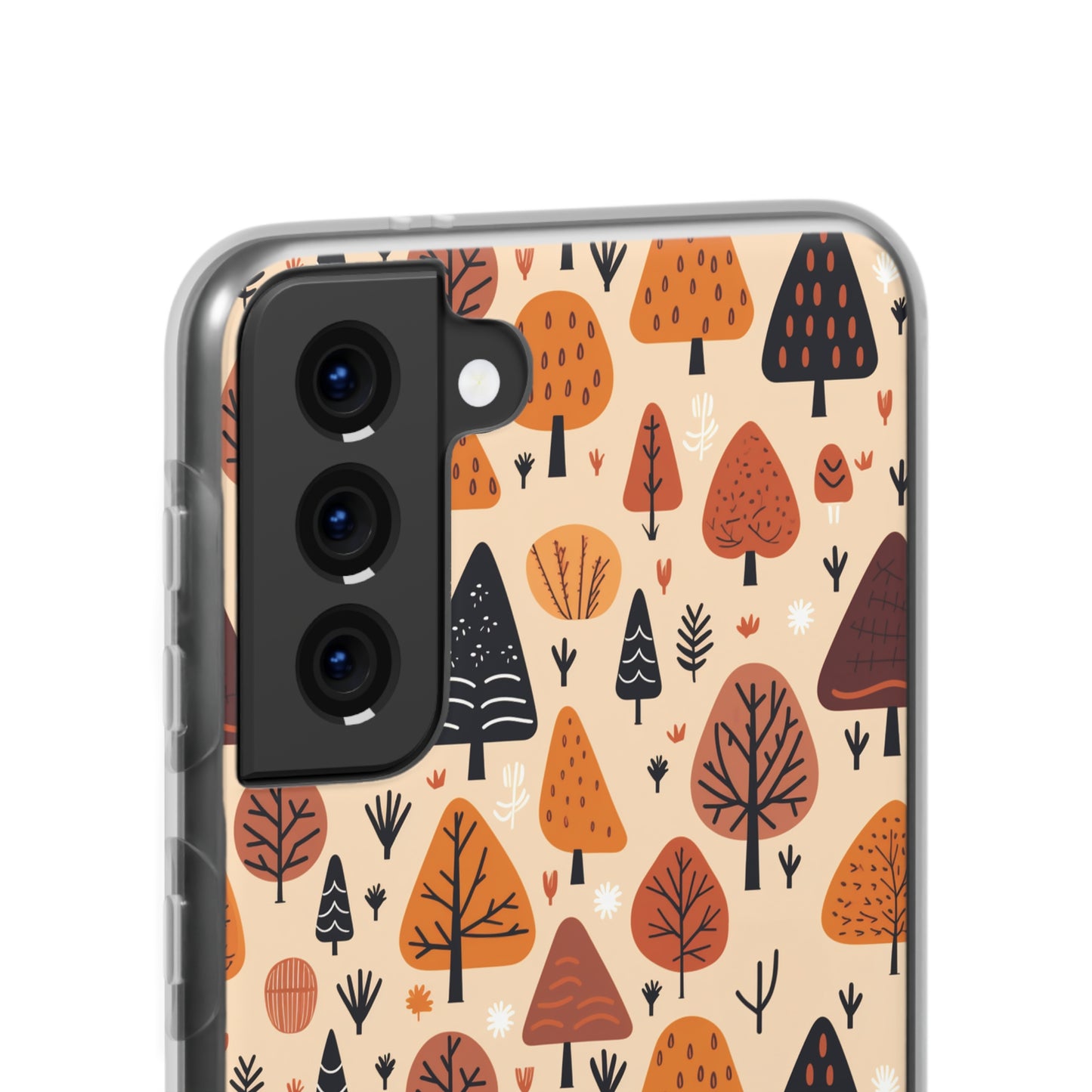 Terracotta Tree Tapestry: A Playful Autumn Mosaic - Flexible Phone Case