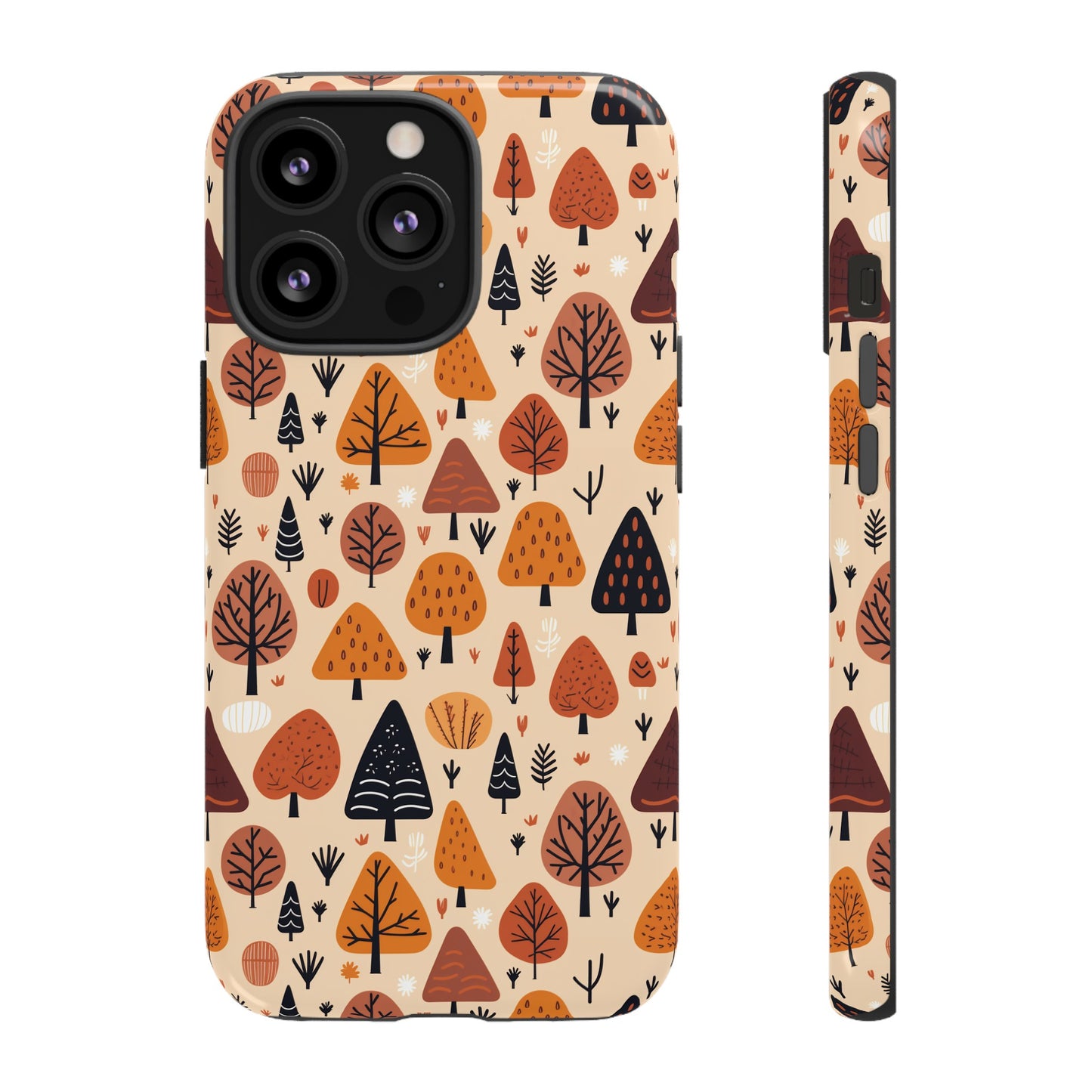 Terracotta Tree Tapestry: A Playful Autumn Mosaic - Tough Phone Case