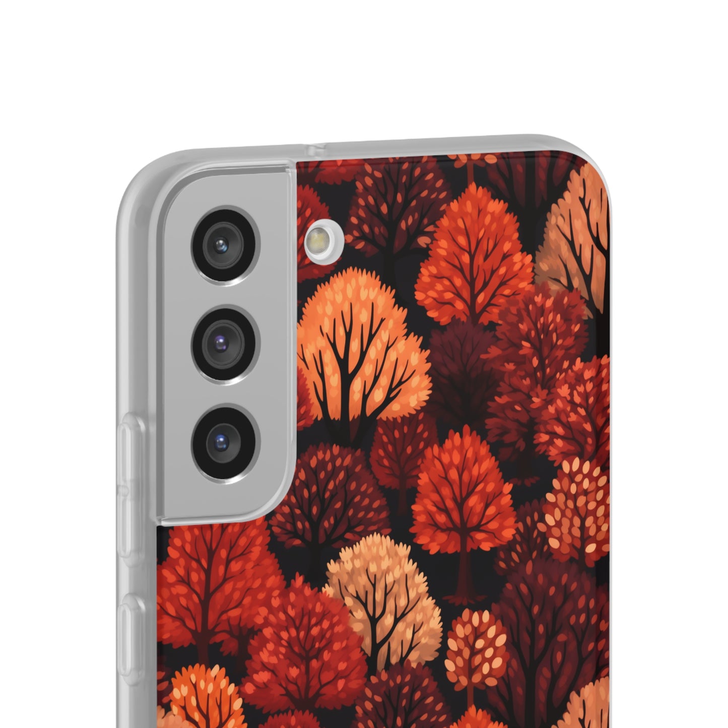 Crimson Forest: Autumn Trees in Vibrant Detail - Flexible Phone Case