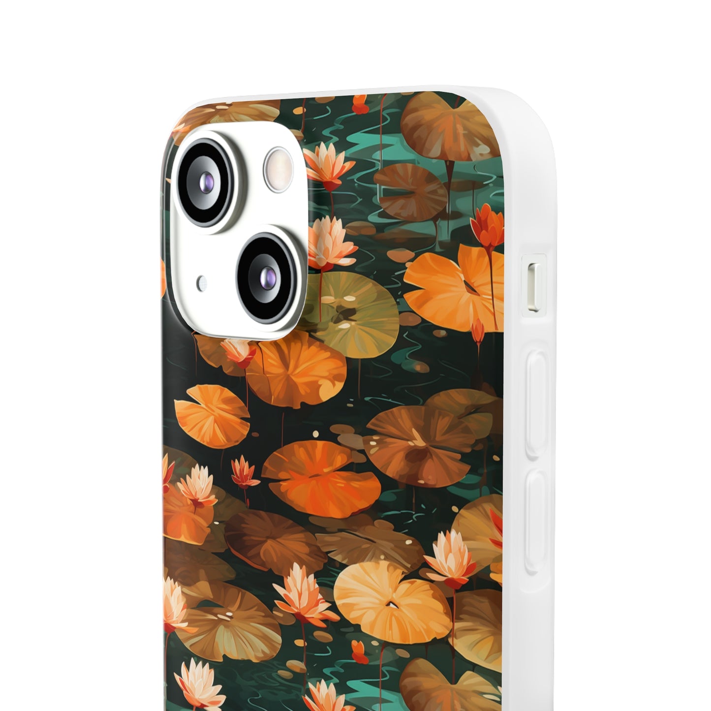 Orange Lotus Whisper: Autumn on the Water - Flexible Phone Case