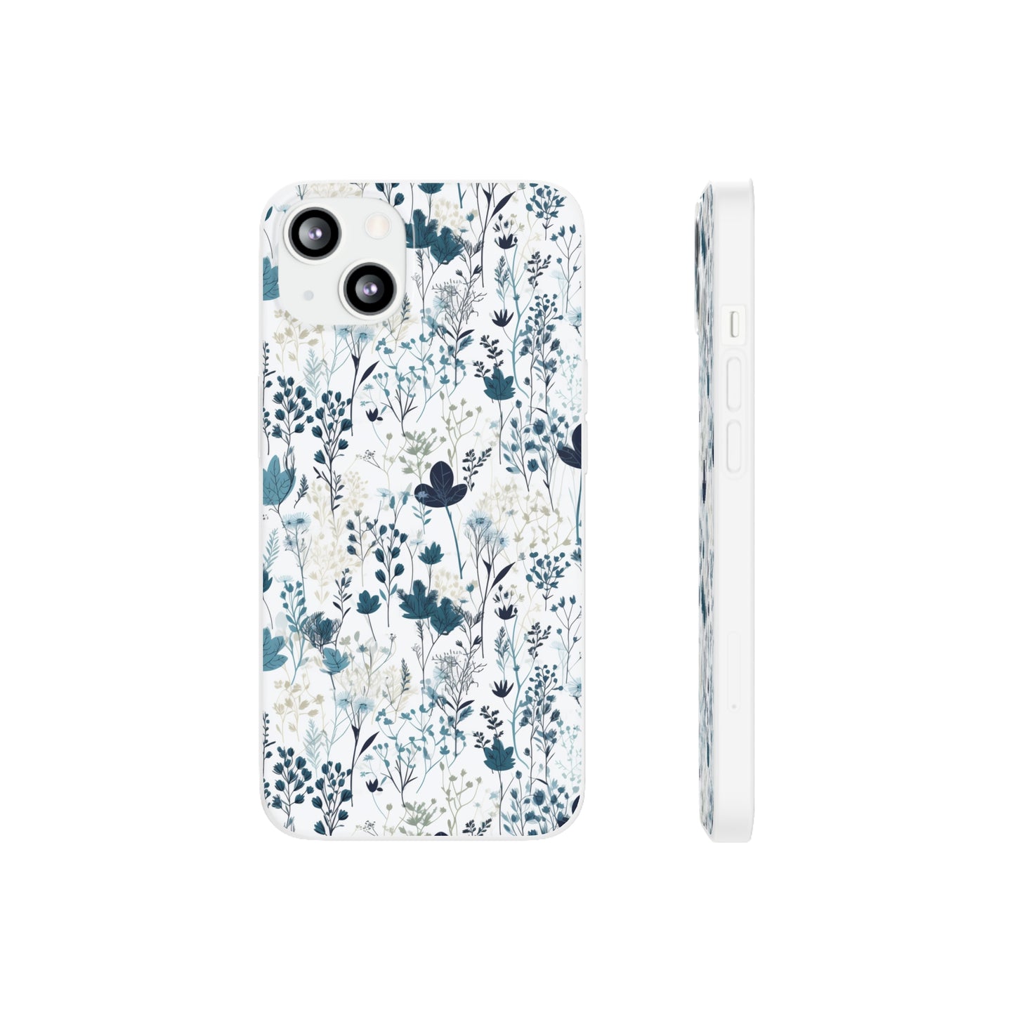 Serene Blue Wildflower Phone Case - Elegant White Background Design - Spring Collection - Flexi Cases Phone Case Pattern Symphony   