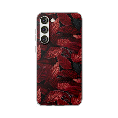 Scarlet Whispers: Lush Autumn Colours in Botanical Bliss - Flexible Phone Case