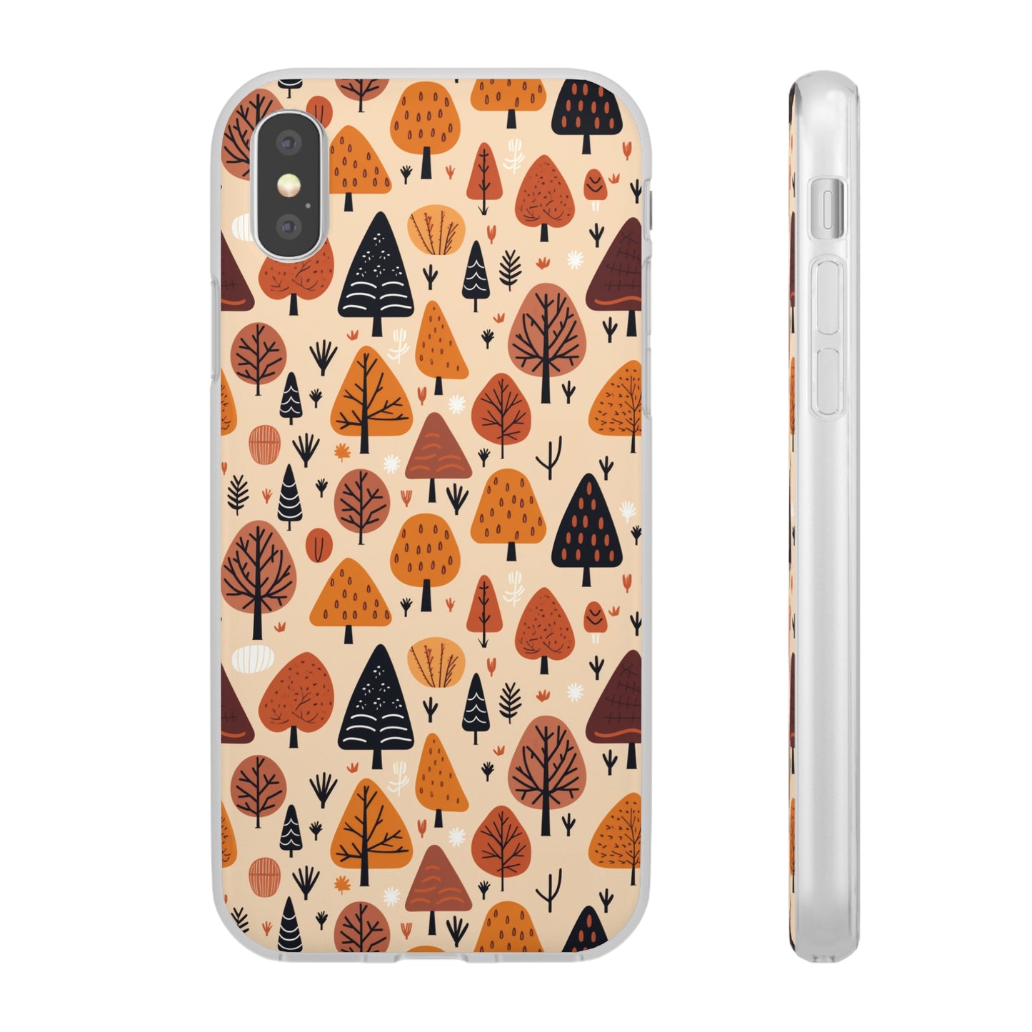 Terracotta Tree Tapestry: A Playful Autumn Mosaic - Flexible Phone Case