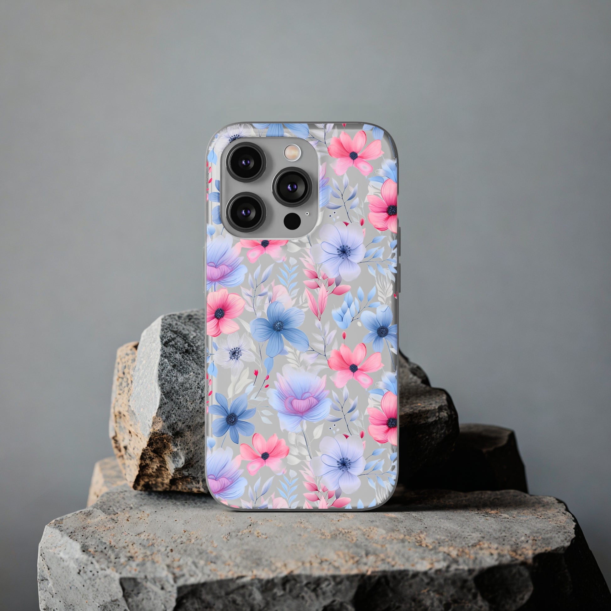 Floral Whispers - Soft Hues of Violets, Pinks, and Blues - Flexi Phone Case Phone Case Pattern Symphony   