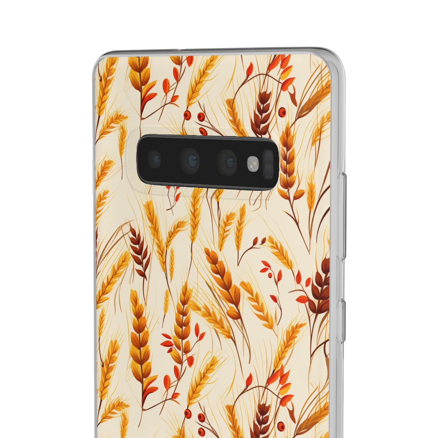 Golden Harvest: An Autumn Collage of Wheat and Berries - Flexible Phone Case