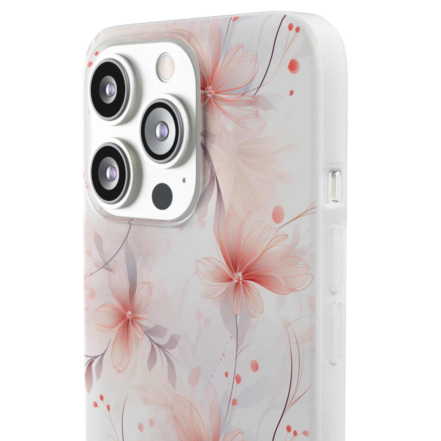 Whispering Petals: Subtle Grey & Pastel Red Gradient Phone Case