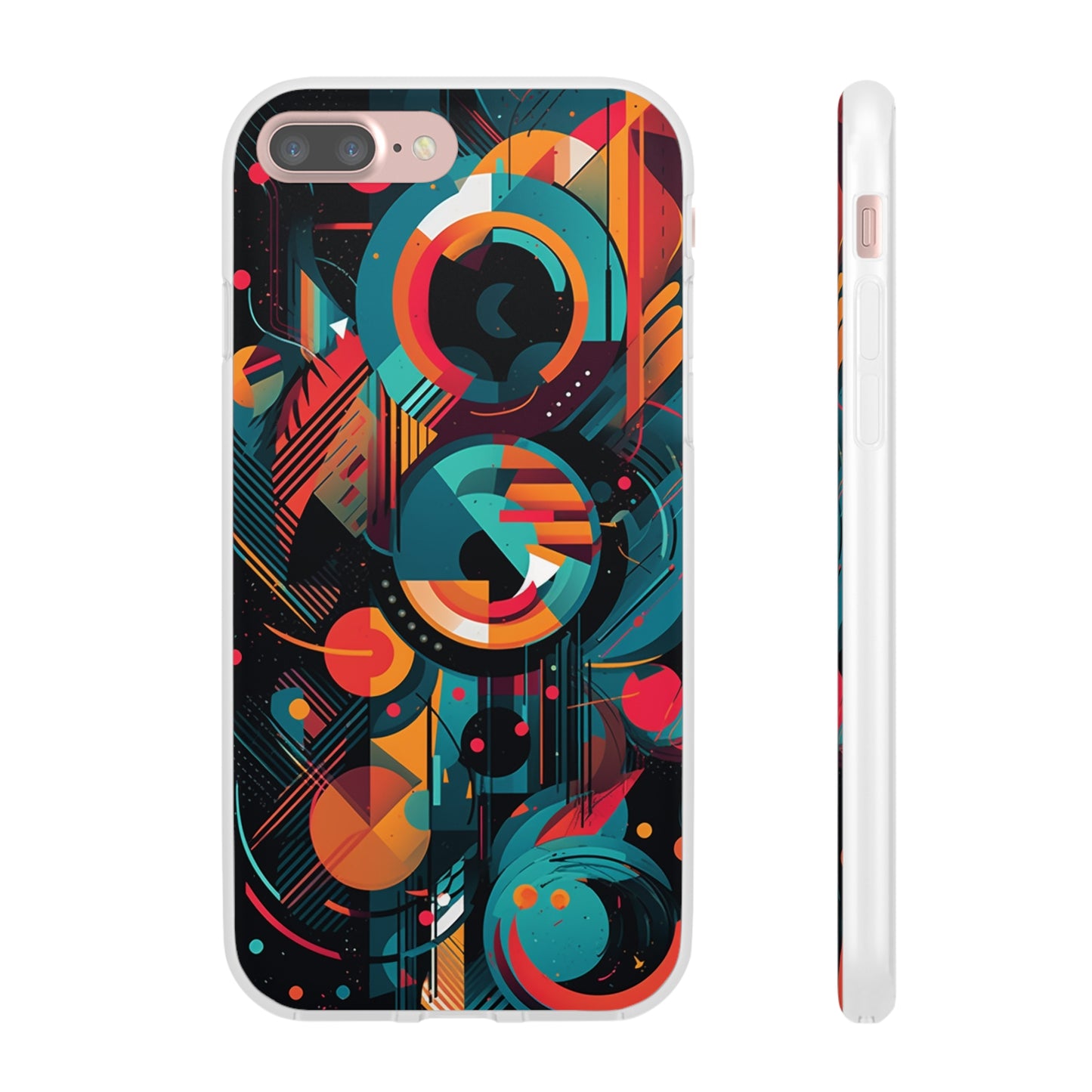 Vibrant Geometric Fusion Phone Case - Bold Squares & Circles Design - Flexi Cases Phone Case Pattern Symphony   