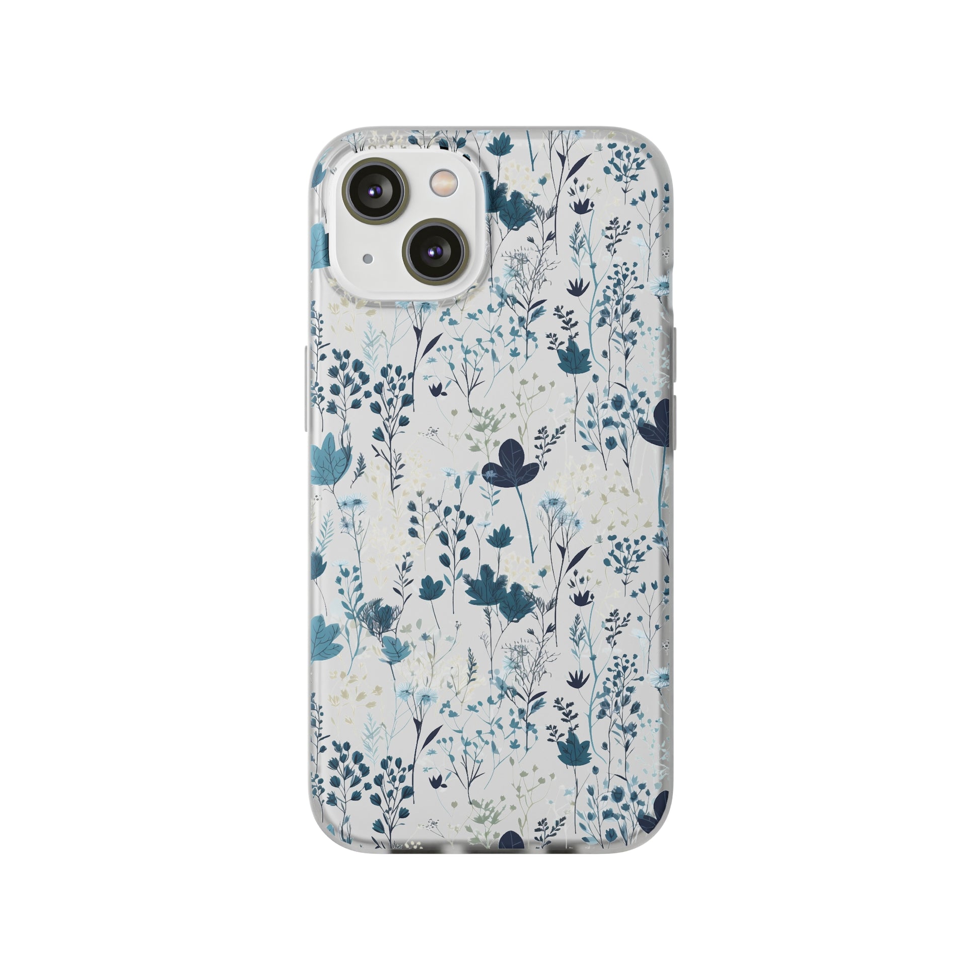 Serene Blue Wildflower Phone Case - Elegant White Background Design - Spring Collection - Flexi Cases Phone Case Pattern Symphony   