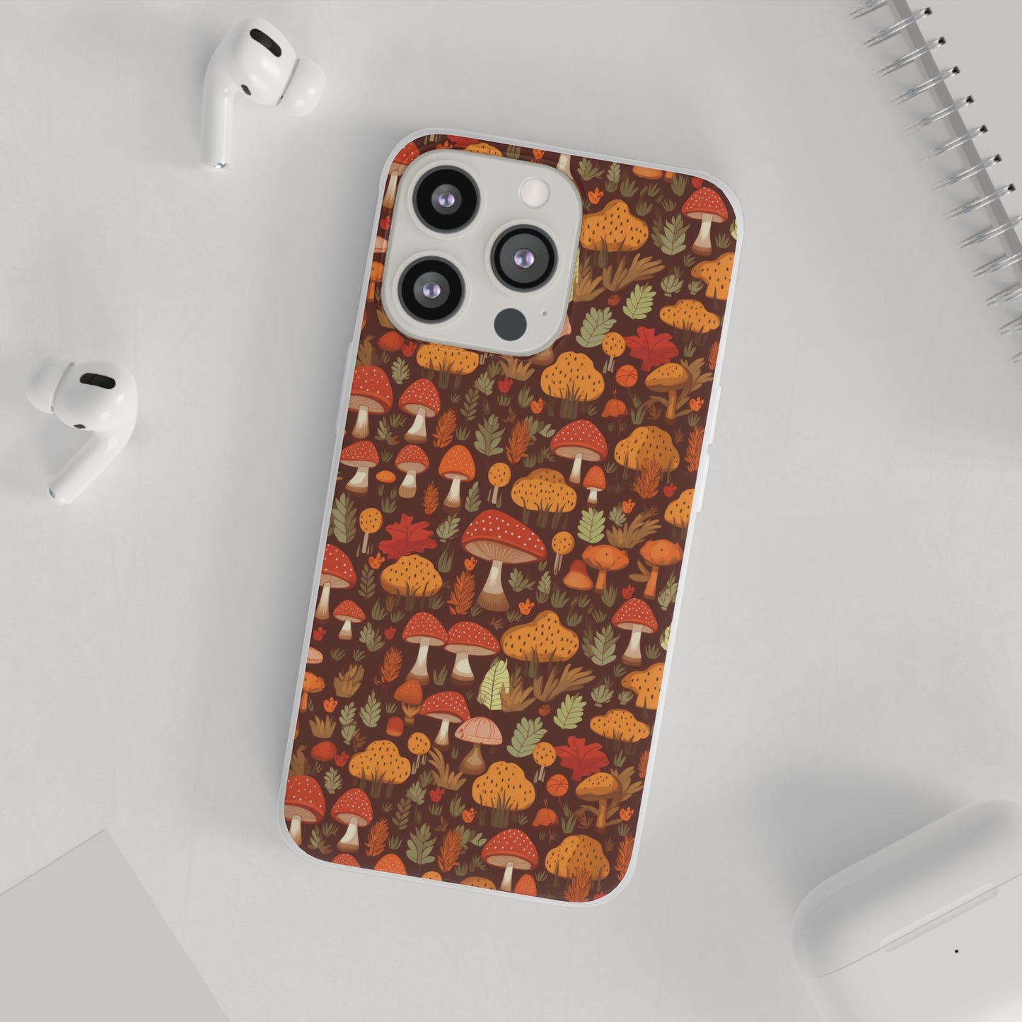 Autumn Spore Wonderland: Enchanting Mushroom and Leaf Designs - Flexible Phone Case