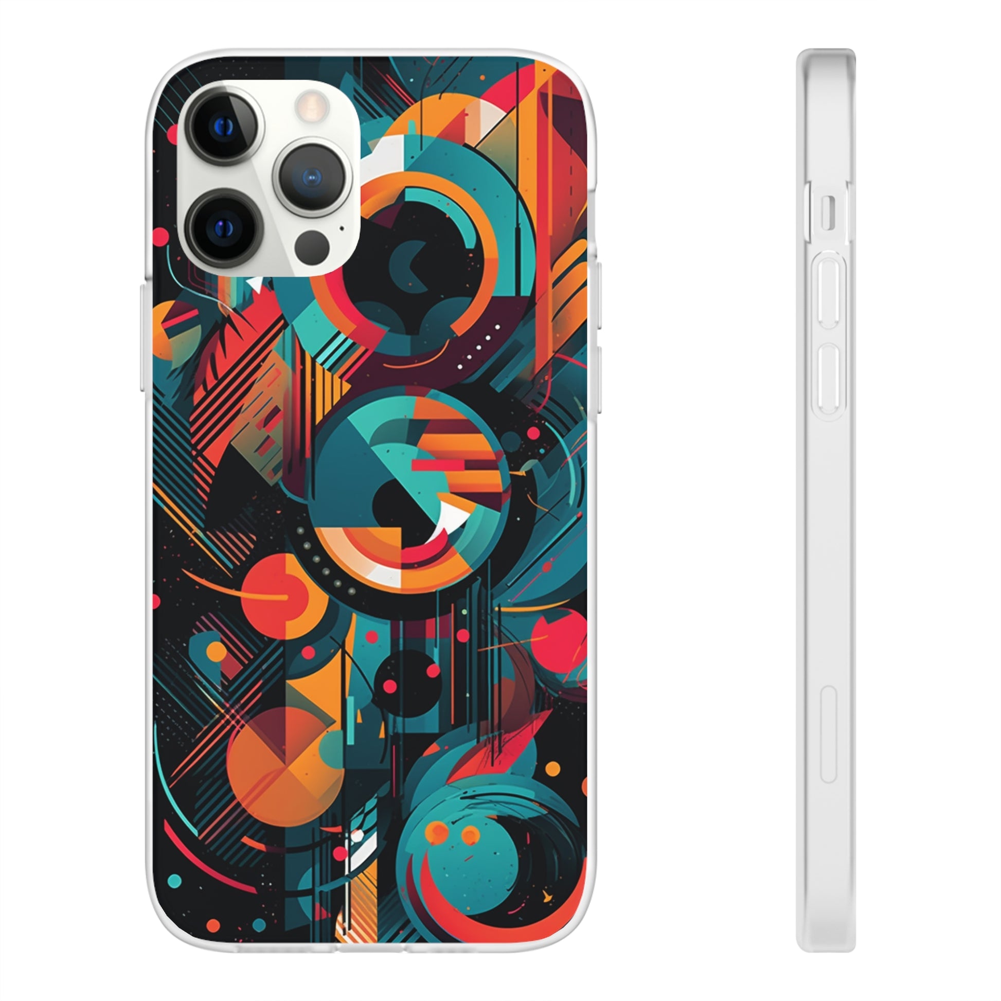 Vibrant Geometric Fusion Phone Case - Bold Squares & Circles Design - Flexi Cases Phone Case Pattern Symphony   