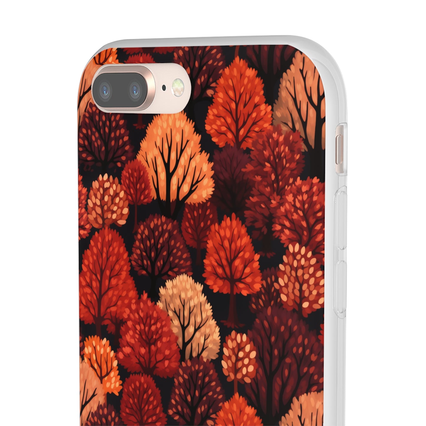 Crimson Forest: Autumn Trees in Vibrant Detail - Flexible Phone Case