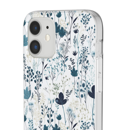 Serene Blue Wildflower Phone Case - Elegant White Background Design - Spring Collection - Flexi Cases Phone Case Pattern Symphony   