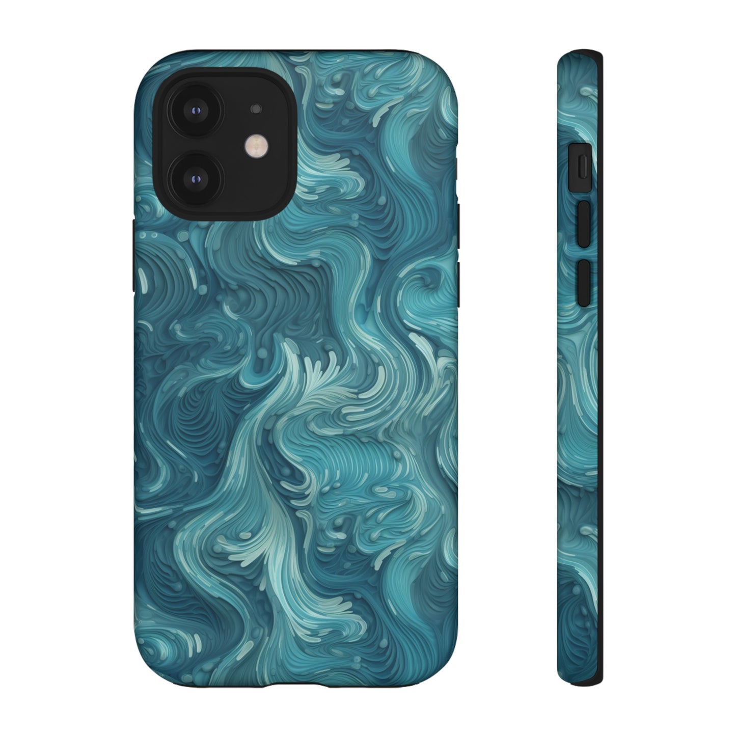 Azure Depths: Layered Blue Topographic Design Tough Phone Case