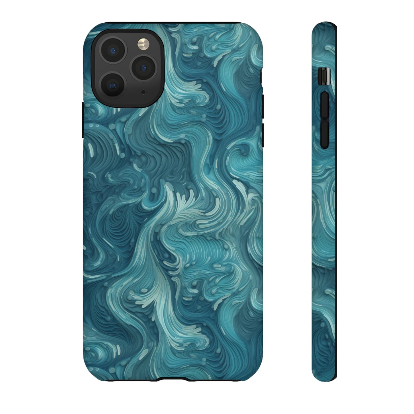 Azure Depths: Layered Blue Topographic Design Tough Phone Case