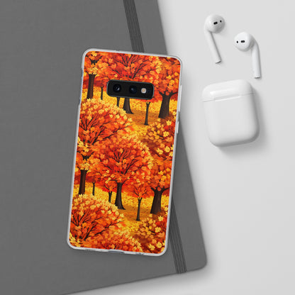 Impasto-Style Woodlands: High-Contrast Autumn Foliage - Flexible Phone Case