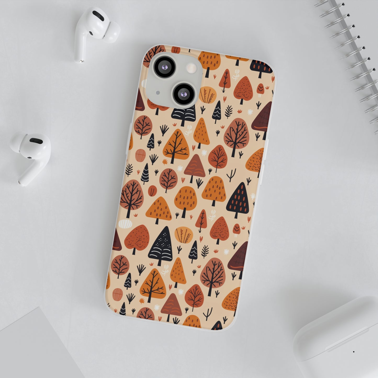 Terracotta Tree Tapestry: A Playful Autumn Mosaic - Flexible Phone Case