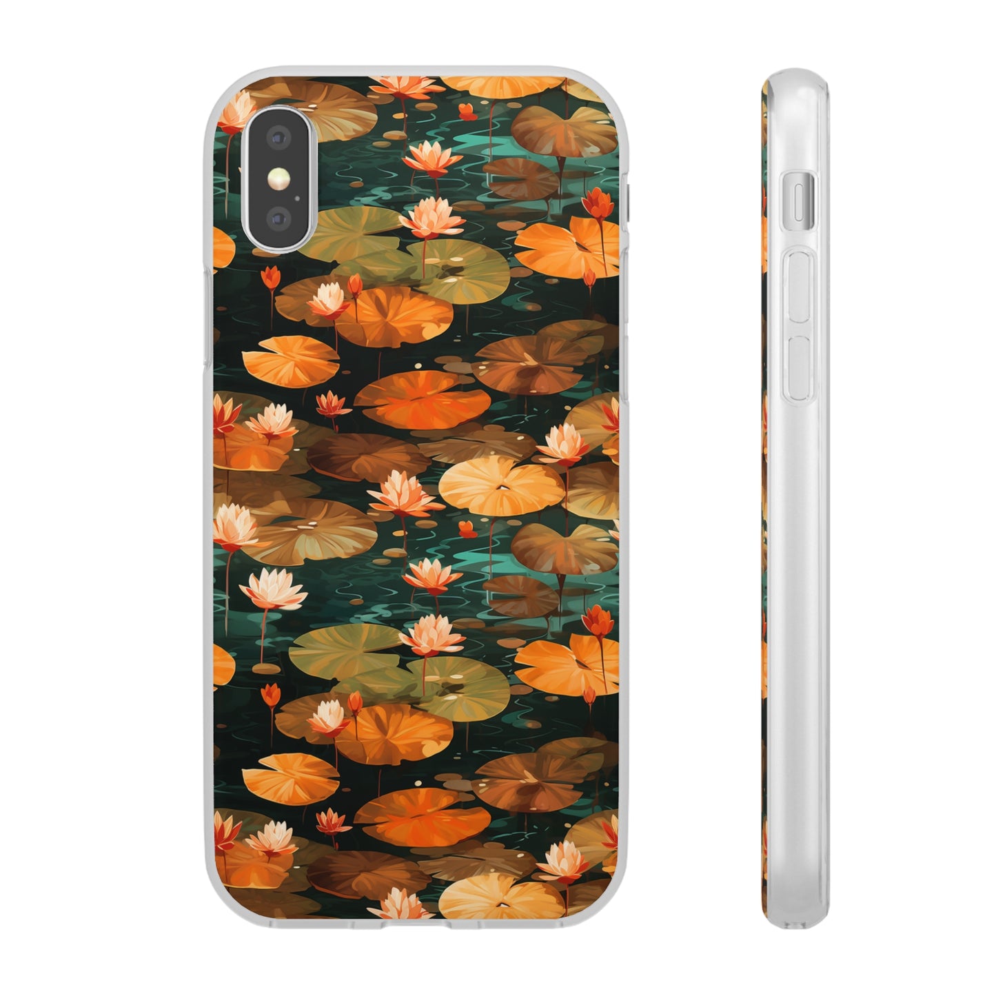 Orange Lotus Whisper: Autumn on the Water - Flexible Phone Case