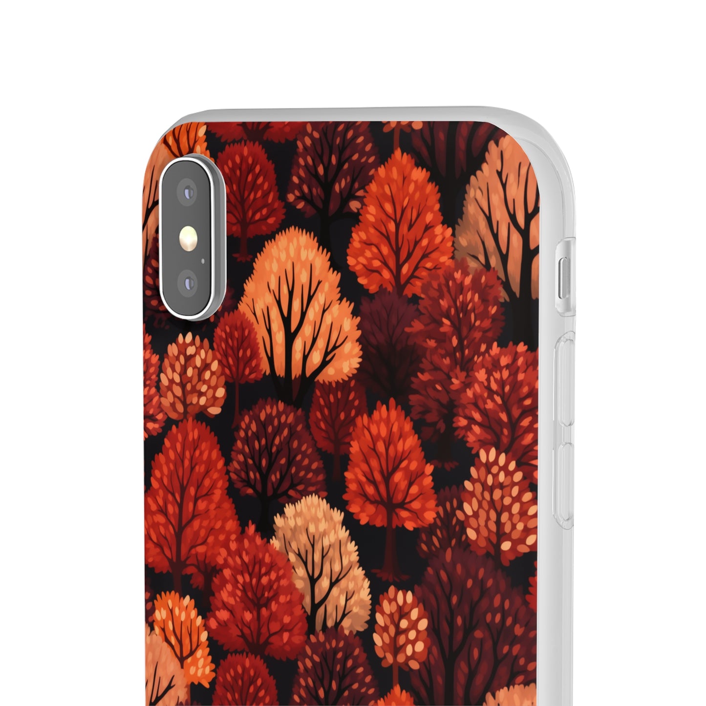 Crimson Forest: Autumn Trees in Vibrant Detail - Flexible Phone Case