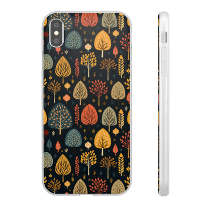 Mid-Century Mosaic: Dappled Leaves and Folk Imagery - Flexible Phone Case