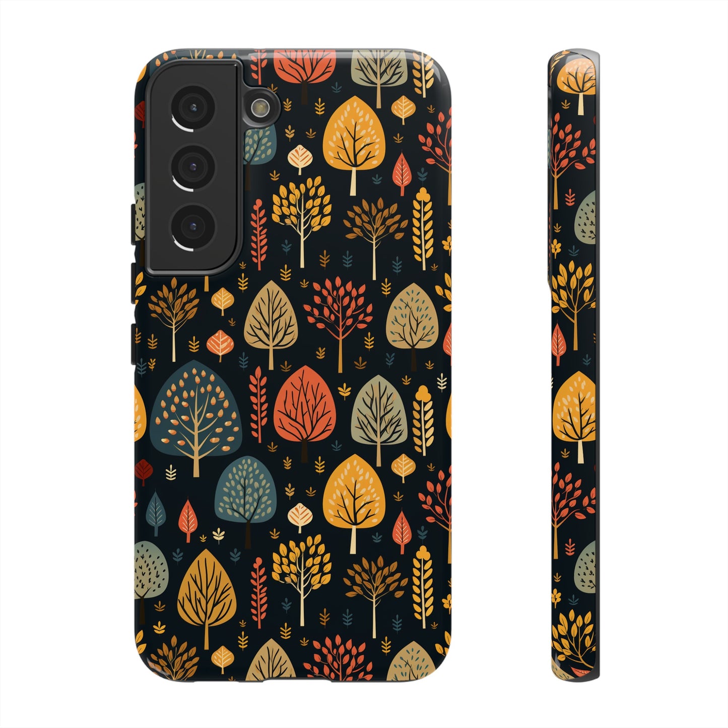 Mid-Century Mosaic: Dappled Leaves and Folk Imagery - Tough Phone Case