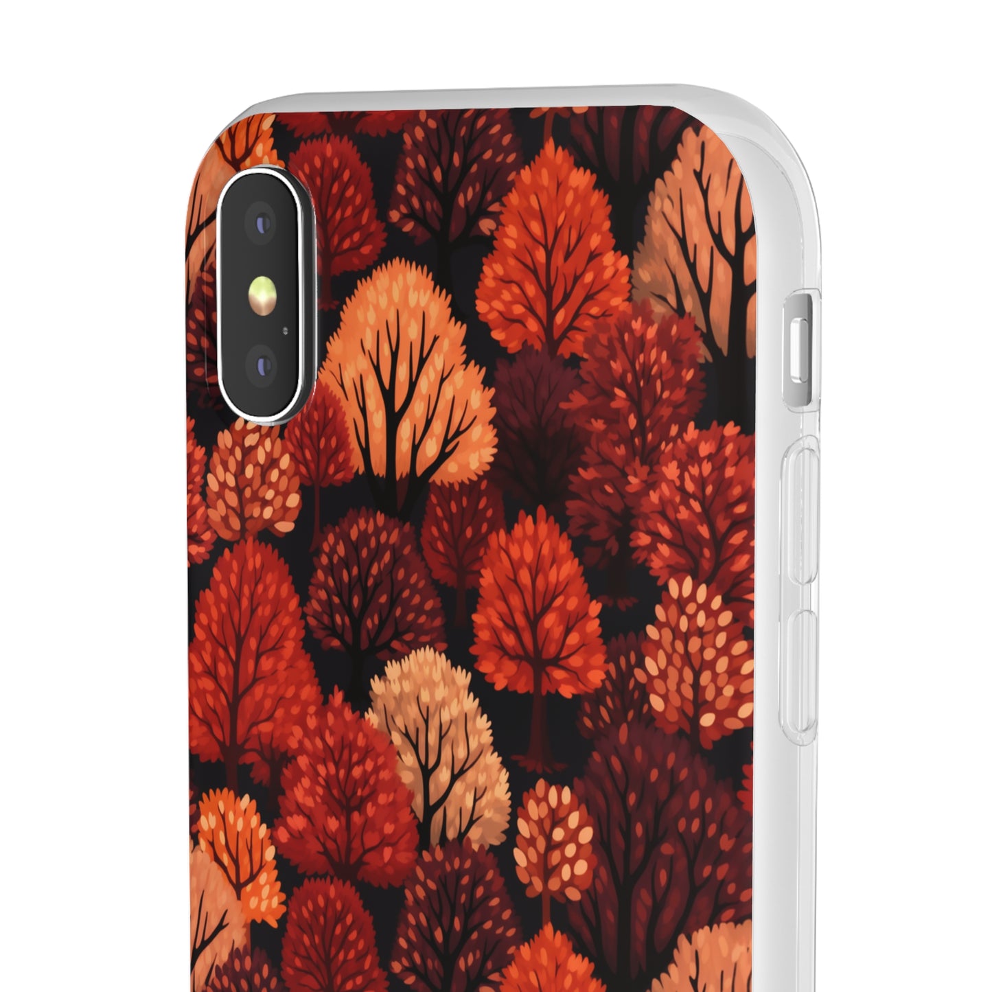 Crimson Forest: Autumn Trees in Vibrant Detail - Flexible Phone Case