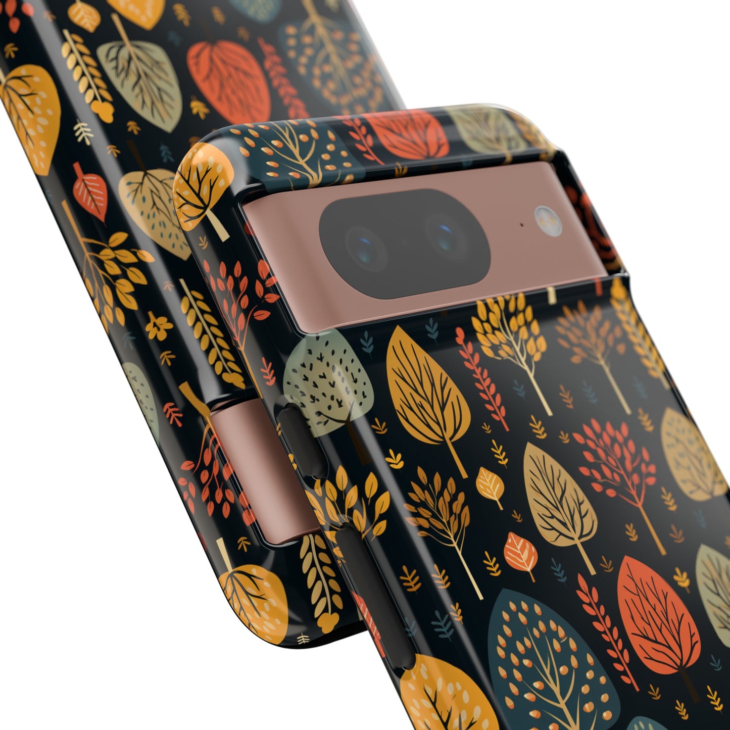 Mid-Century Mosaic: Dappled Leaves and Folk Imagery - Tough Phone Case