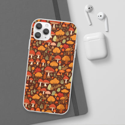 Autumn Spore Wonderland: Enchanting Mushroom and Leaf Designs - Flexible Phone Case