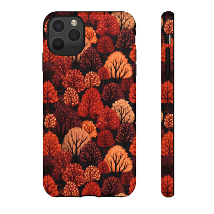 Crimson Forest: Autumn Trees in Vibrant Detail - Tough Phone Case