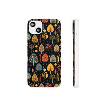 Mid-Century Mosaic: Dappled Leaves and Folk Imagery - Flexible Phone Case