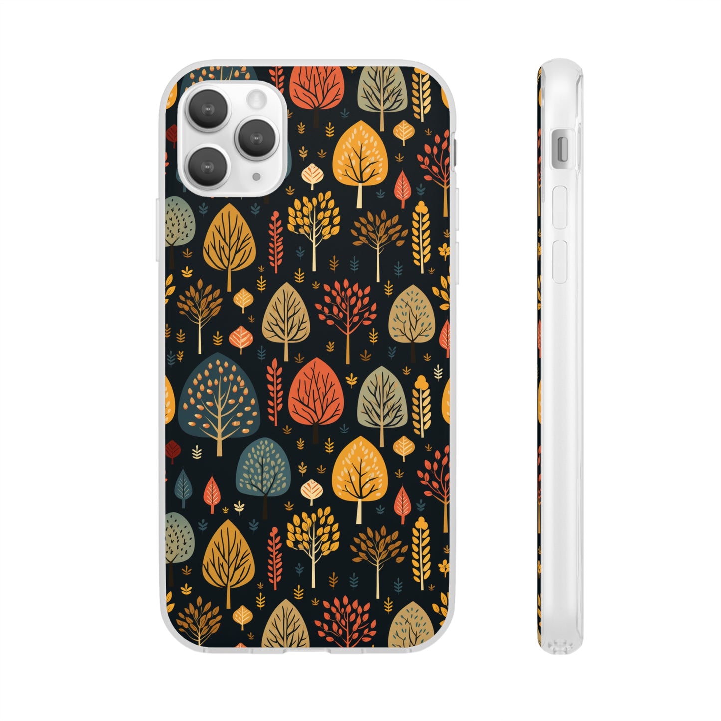 Mid-Century Mosaic: Dappled Leaves and Folk Imagery - Flexible Phone Case