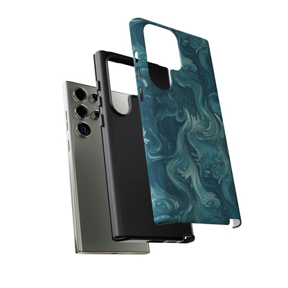 Azure Depths: Layered Blue Topographic Design Tough Phone Case