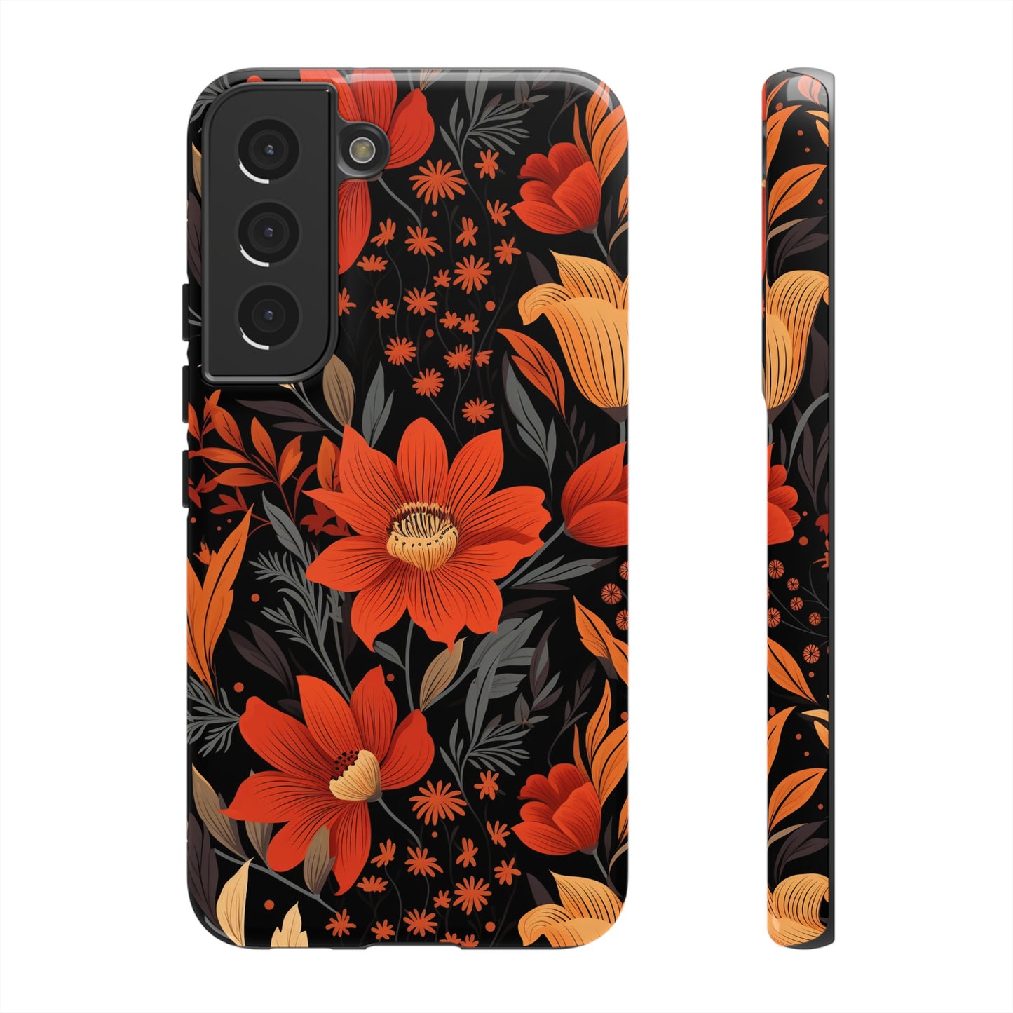 Autumn Blossom Noir: A Dark Floral Canvas Tough Case