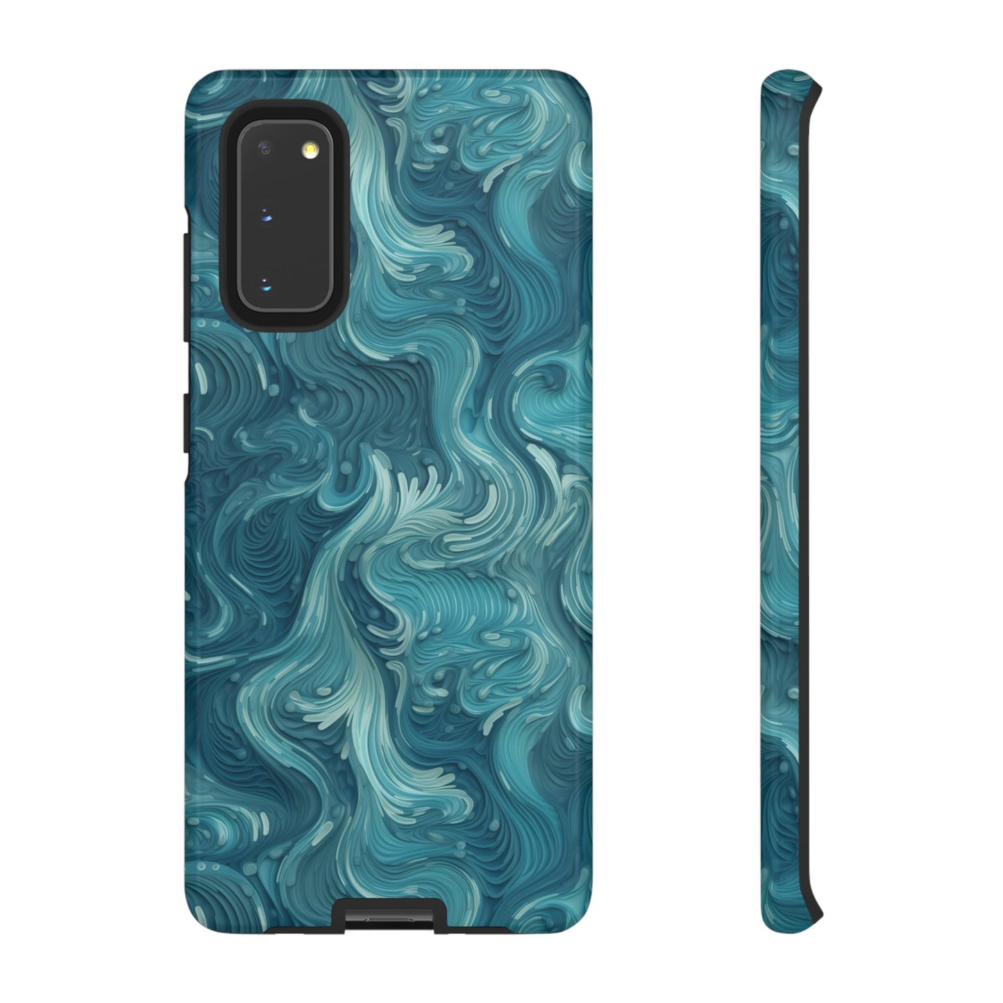 Azure Depths: Layered Blue Topographic Design Tough Phone Case