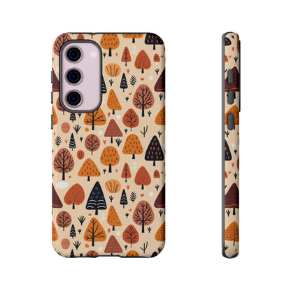 Terracotta Tree Tapestry: A Playful Autumn Mosaic - Tough Phone Case