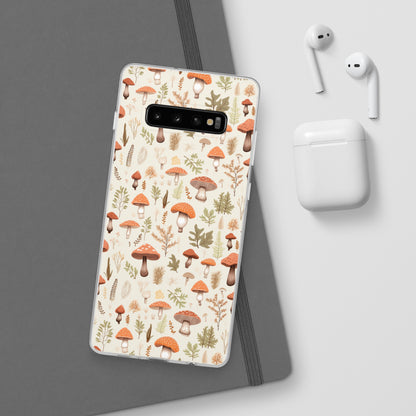 Mushroom Haven - Autumnal Tones Botanical illustration - Flexible Phone Case